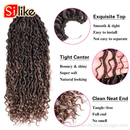 18inch Long Curly Ombre Brown Goddess Faux Locs Crochet Braiding Hair Women Fluffy Passion Twist Synthetic Hair Extensions